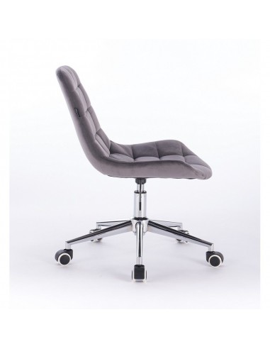 Hroove Salon Chair On Wheels - Grey Velour BF590K