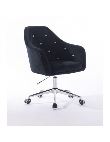 Hroove Salon Chair On Wheels - Black Velour Bella Furniture Ireland BFHR830CK
