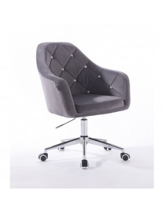 Hroove Salon Chair On Wheels - Grey Velour BFHR830CK