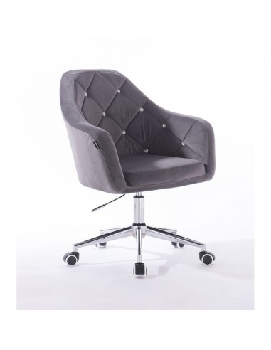 Hroove Salon Chair On Wheels - Grey Velour BFHR830CK