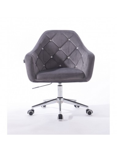 Hroove Salon Chair On Wheels - Grey Velour BFHR830CK