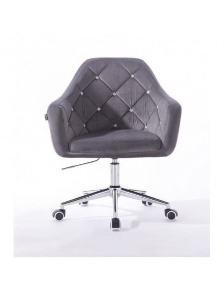 Hroove Salon Chair On Wheels - Grey Velour BFHR830CK