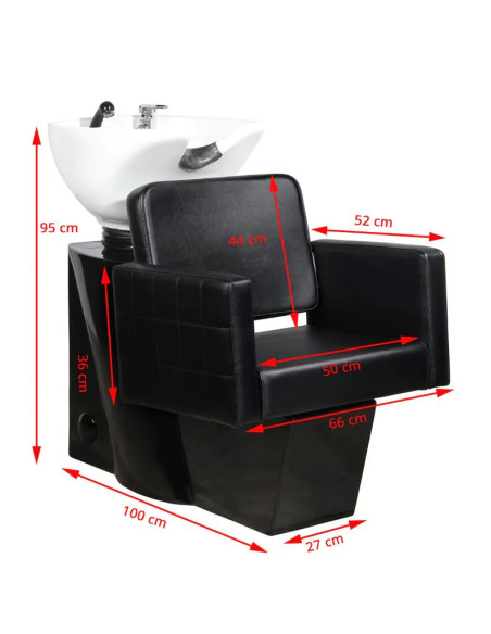 Gabbiano black Ankara hairdressing wash unit