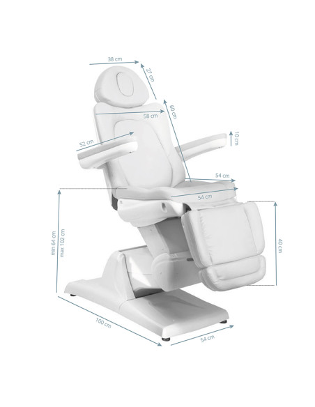 Electric cosmetic chair azzurro 870 3 strong white