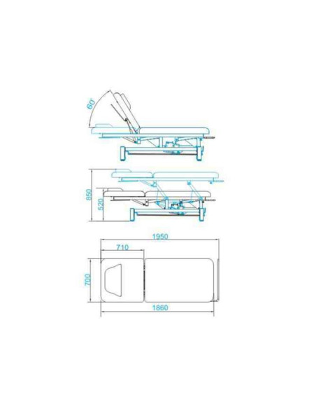 Electric bed for massage azzurro 684 1 strong White