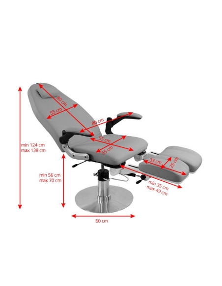 Hydraulic podiatry chair azzurro 713a gray