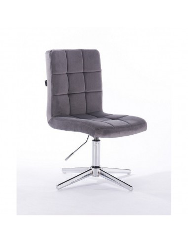 Hroove Salon Chair - Grey Velour Bella Furniture Ireland BFHR7009CROSS