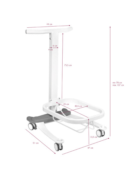 Comfort pedicure tray on wheels with lift function