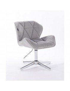 Hroove Salon Chair - Light Grey Velour Bella Furniture Ireland BFHR111CROSS
