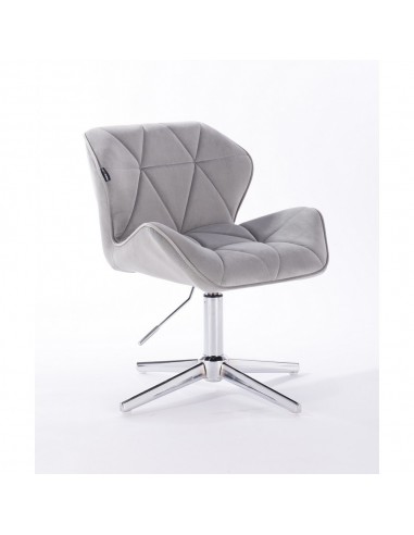 Hroove Salon Chair - Light Grey Velour Bella Furniture Ireland BFHR111CROSS