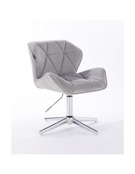 Hroove Salon Chair - Light Grey Velour Bella Furniture Ireland BFHR111CROSS
