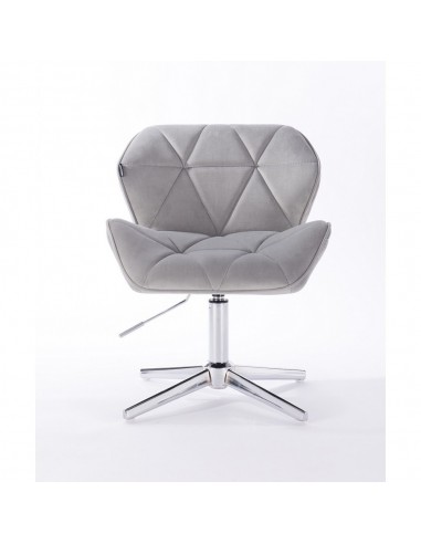 Hroove Salon Chair - Light Grey Velour Bella Furniture Ireland BFHR111CROSS