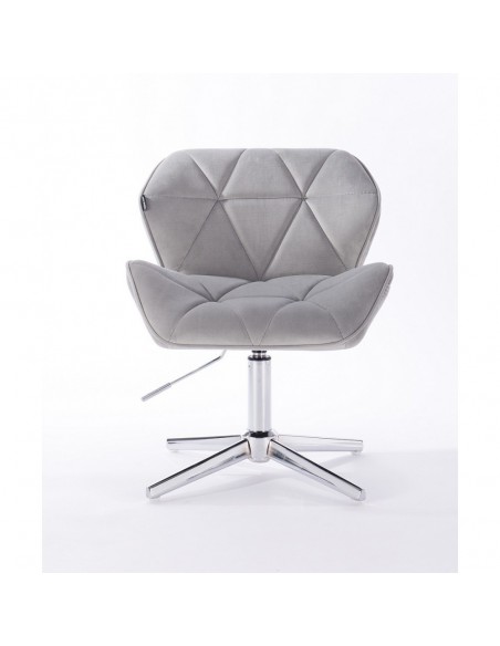Hroove Salon Chair - Light Grey Velour Bella Furniture Ireland BFHR111CROSS