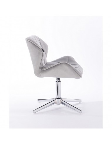 Hroove Salon Chair - Light Grey Velour Bella Furniture Ireland BFHR111CROSS