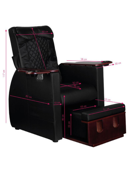 Spa chair for pedicure with back massage azzurro 101 black