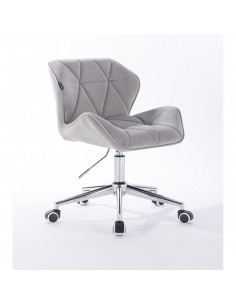 Hroove Chair On Wheels - Light Grey Velour Bella Furniture Ireland BFHR111K