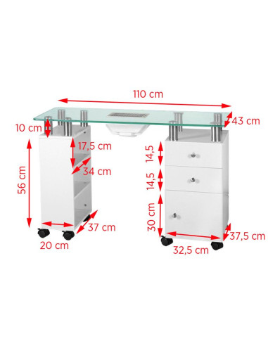 Glass desk with 013b absorber, white