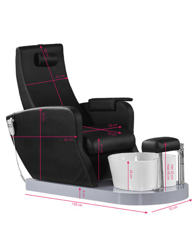 SPA ARMCHAIR FOR PEDICURE AZZURRO 016A BLACK WITH HYDROMASSAGE