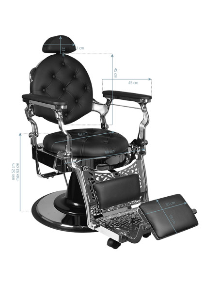 Gabbiano Barber Chair Giulio silver black