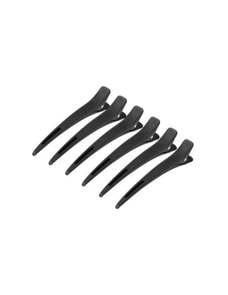Hairdressing clamps carbon e-15 6 pcs 11.5 cm black