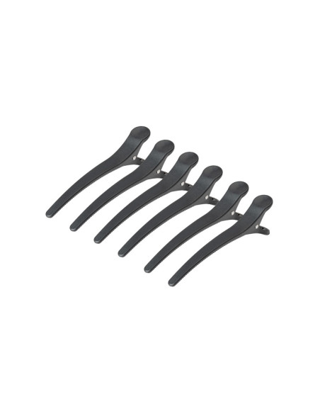 E-32 Hairdressing Clamps 6 pcs 11.5cm Black