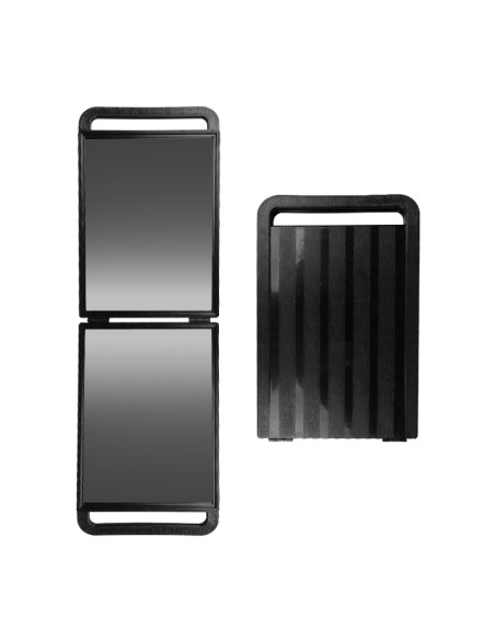 Double folding hairdressing mirror