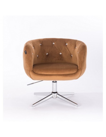 Hroove Salon Chair - Carmel Velour Bella Furniture Ireland BFHR333CROSS