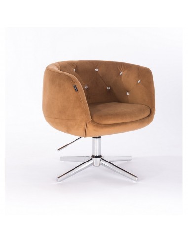 Hroove Salon Chair - Carmel Velour Bella Furniture Ireland BFHR333CROSS