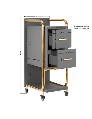 GABBIANO HAIRDRESSER TROLLEY SOLO GOLD GRAY