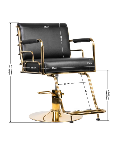 GABBIANO HAIRDRESSING CHAIR PRATO GOLD - BLACK