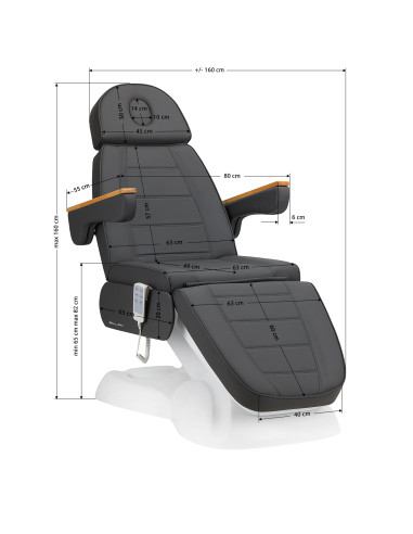 Electric cosmetic chair SILLON Lux 273b 3 actuators gray