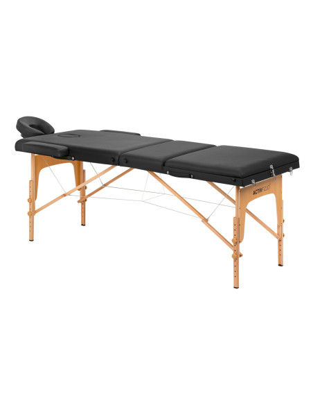 WOODEN FOLDING MASSAGE TABLE COMFORT ACTIVFIZJO LUX 3-SECTIONS 190X70 BLACK