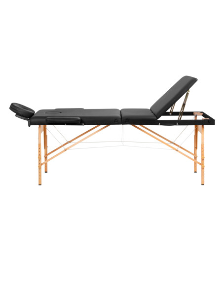 WOODEN FOLDING MASSAGE TABLE COMFORT ACTIVFIZJO LUX 3-SECTIONS 190X70 BLACK