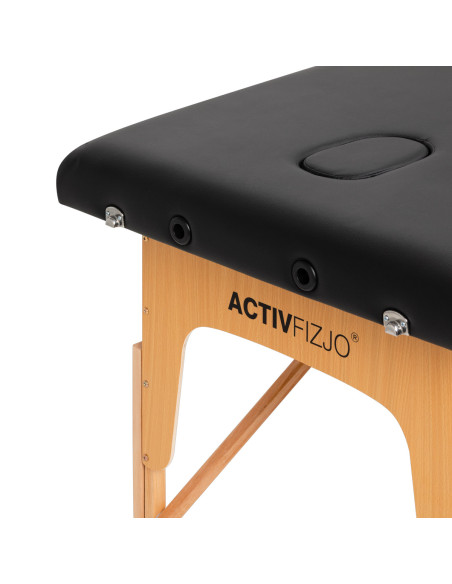 WOODEN FOLDING MASSAGE TABLE COMFORT ACTIVFIZJO LUX 3-SECTIONS 190X70 BLACK