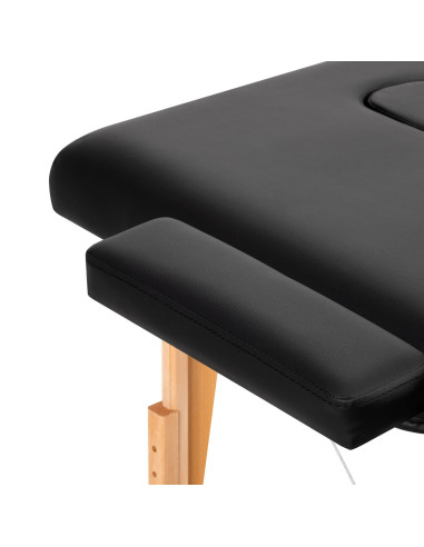 WOODEN FOLDING MASSAGE TABLE COMFORT ACTIVFIZJO LUX 3-SECTIONS 190X70 BLACK