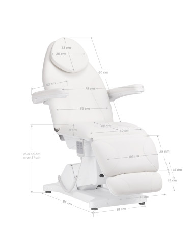 Sillon Basic electric cosmetic chair 3 motors white 