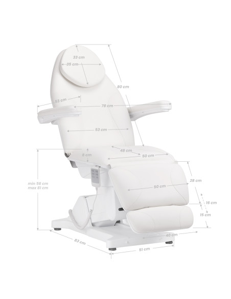 Sillon Basic electric cosmetic chair 3 motors white 