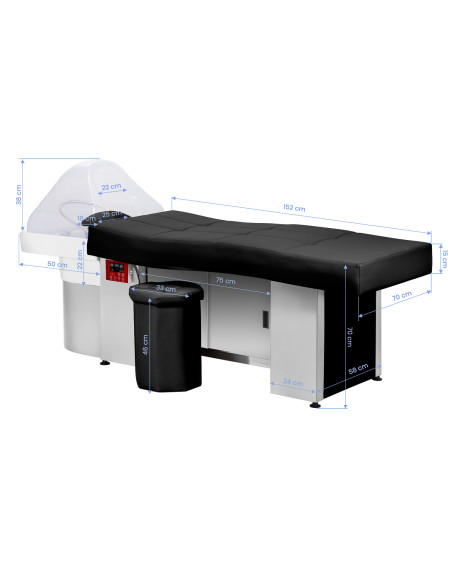 Gabbiano Head Spa 017B hair washing bed black