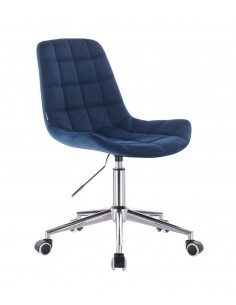 Hroove Salon Chair On Wheels - Blue Velour BFHR590K Bella Furniture Ireland