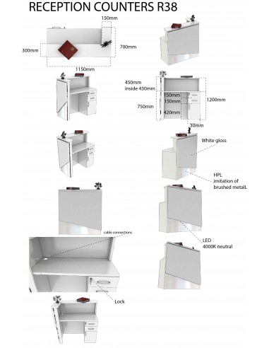 Salon Reception Desk - R38 Micro Bella Furniture Ireland 