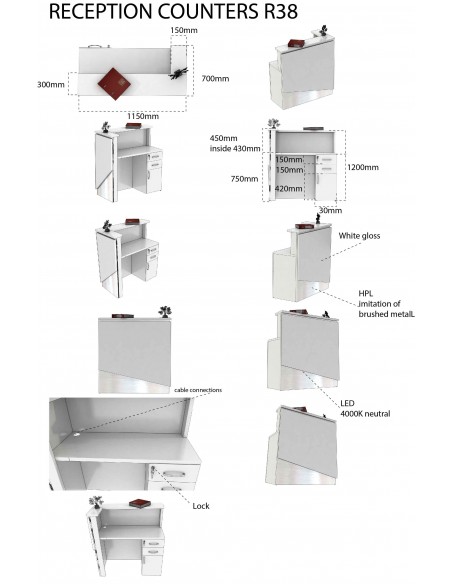 Salon Reception Desk - R38 Micro Bella Furniture Ireland 