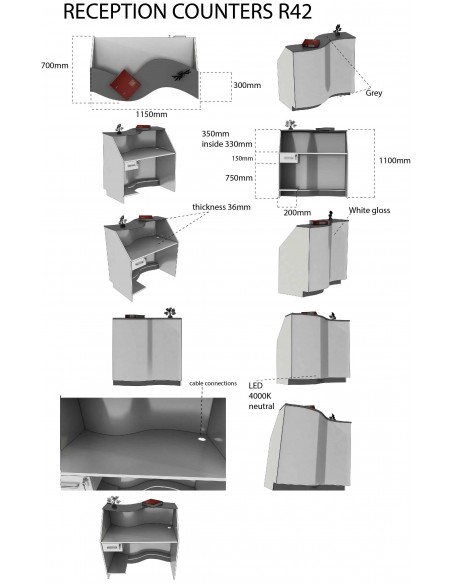 Salon Reception Desk - R42 Standard Bella Furniture Ireland