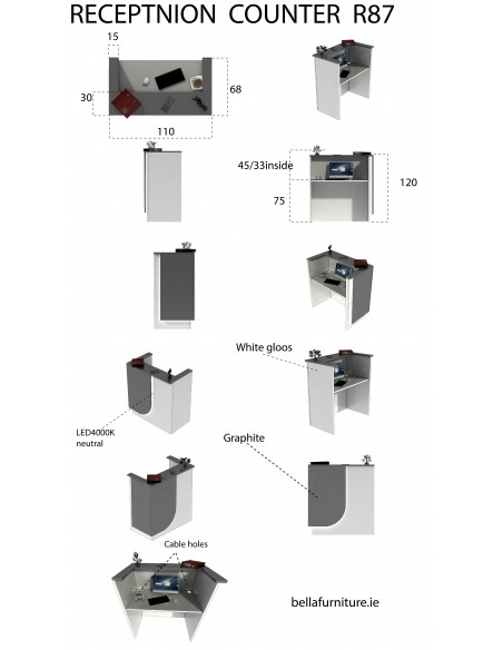 Salon Reception Desk - R87 Standard LED