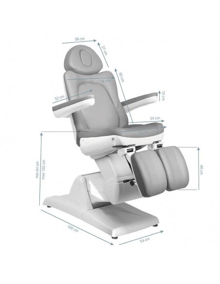 COSMETIC ELECTRIC CHAIR. AZZURRO 870S PEDI 3 MOTOR GRAY