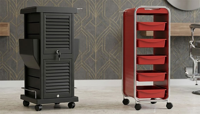 Hair and barber trolleys Ireland salon storage carts for sale equipment