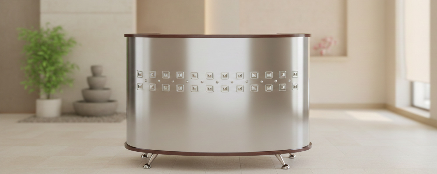 Salon reception desk with modern design for beauty salon front area